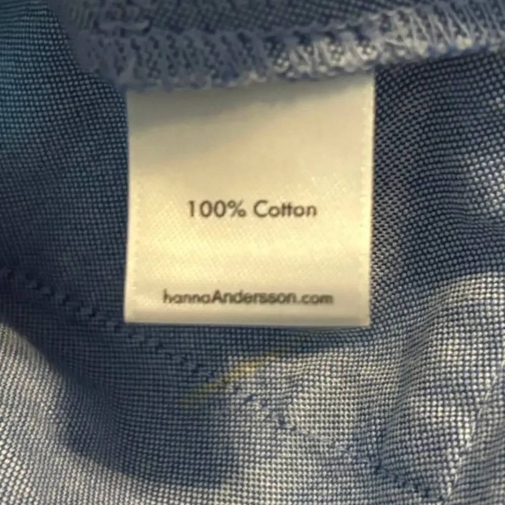 Hanna Andersson Size 140 US 10 Rainbow Print Sundress Dress Blue Oxford Cloth